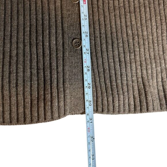 Anne Klein II Ribbed Longline Cardigan 100% Wool M Brown Business Casual Office - Picture 7 of 13